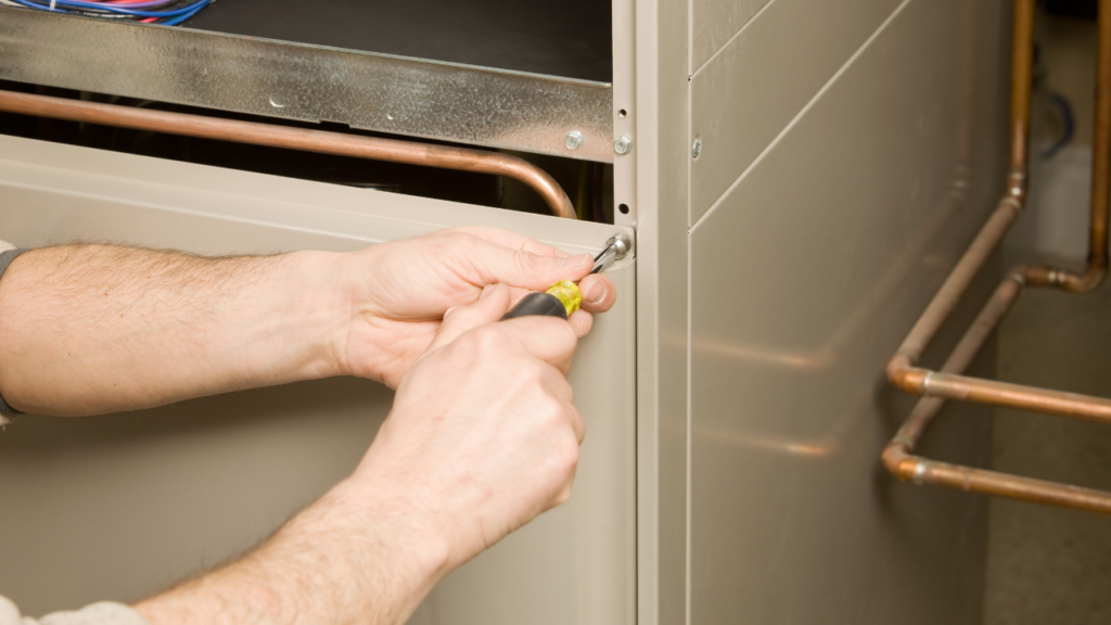 New furnace installation by Island Air Cooling technician